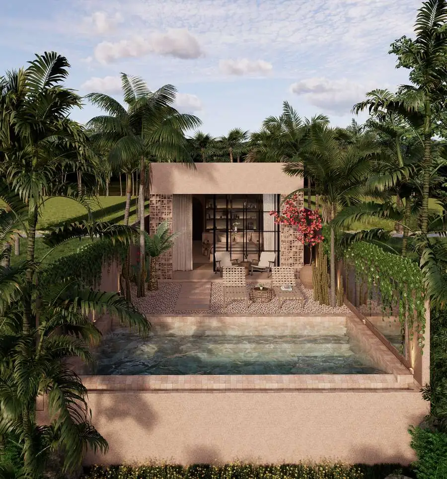 Private pool with treeline view (render)