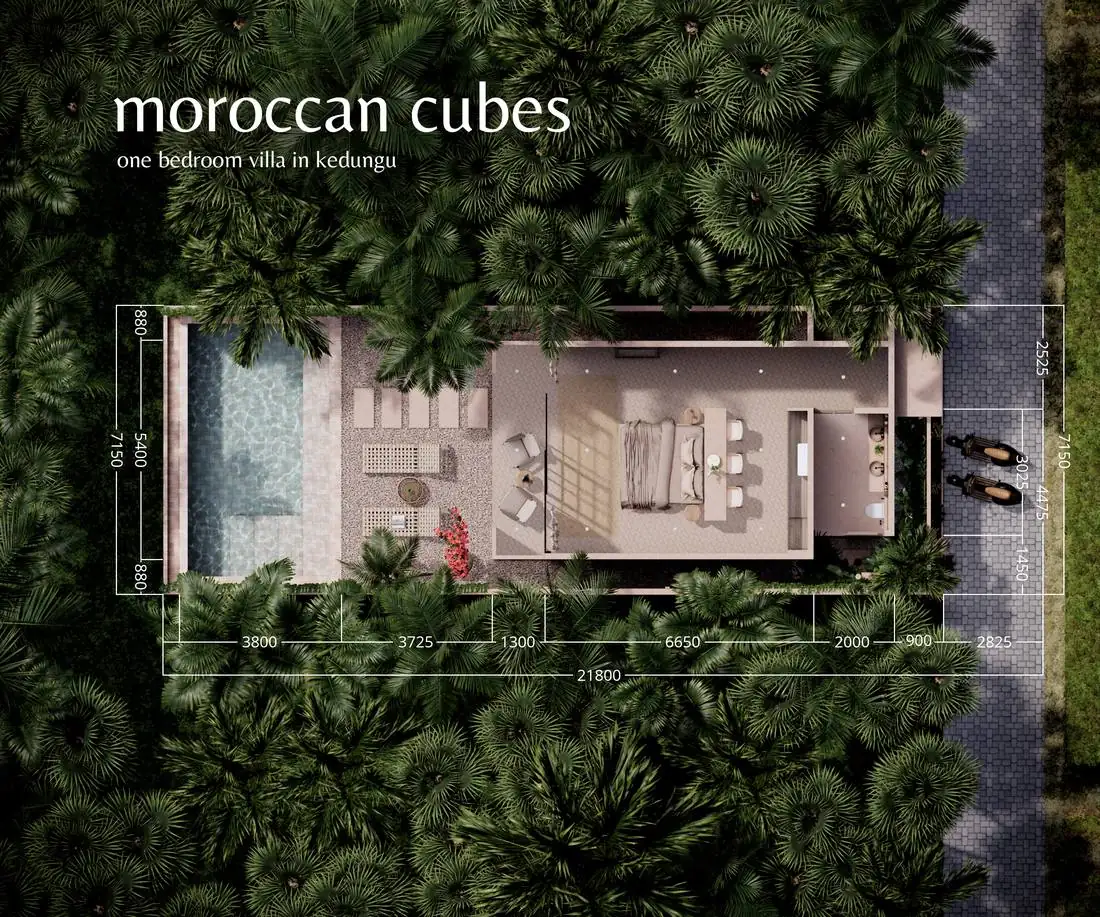 Moroccan Cubes one-bedroom floorplan
