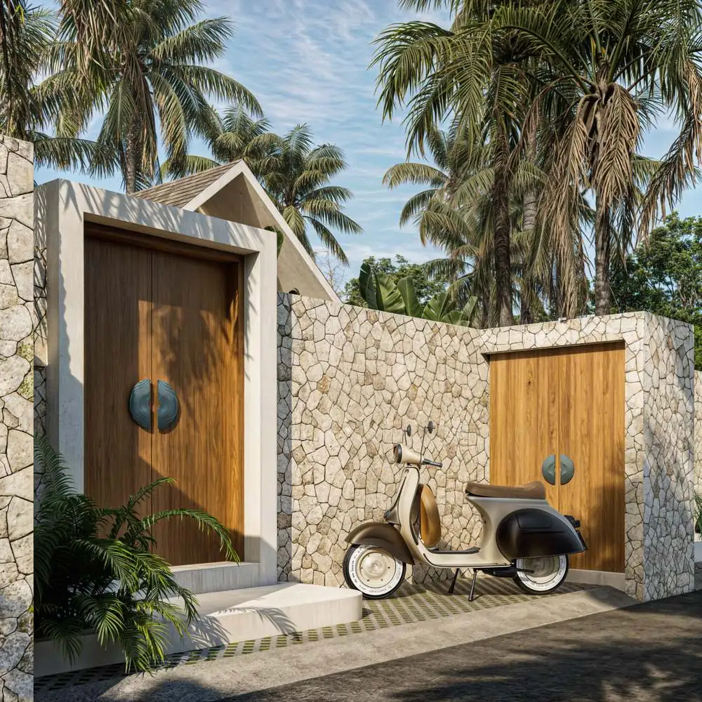 Villa Bayu — stone facade entrance, Uluwatu