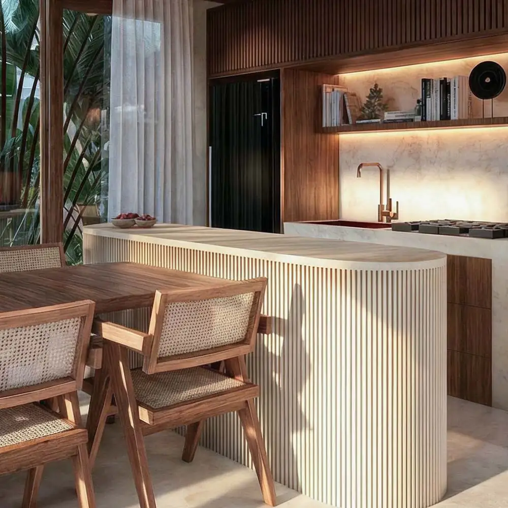 Kitchen and dining — the render we sold