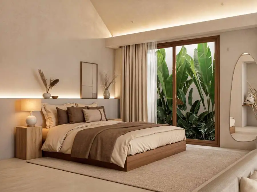 Bedroom with garden light (render)