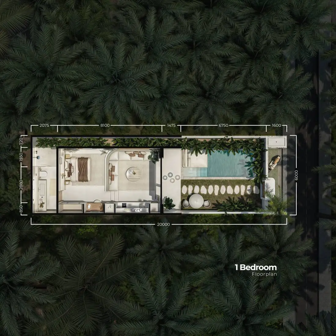 Villa Bayu one-bedroom floorplan