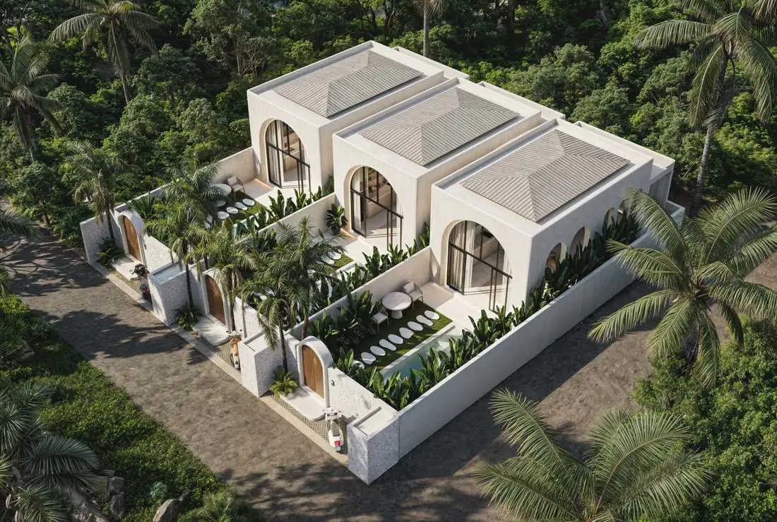 Aerial view of the Villa Maihan site in Uluwatu (render)