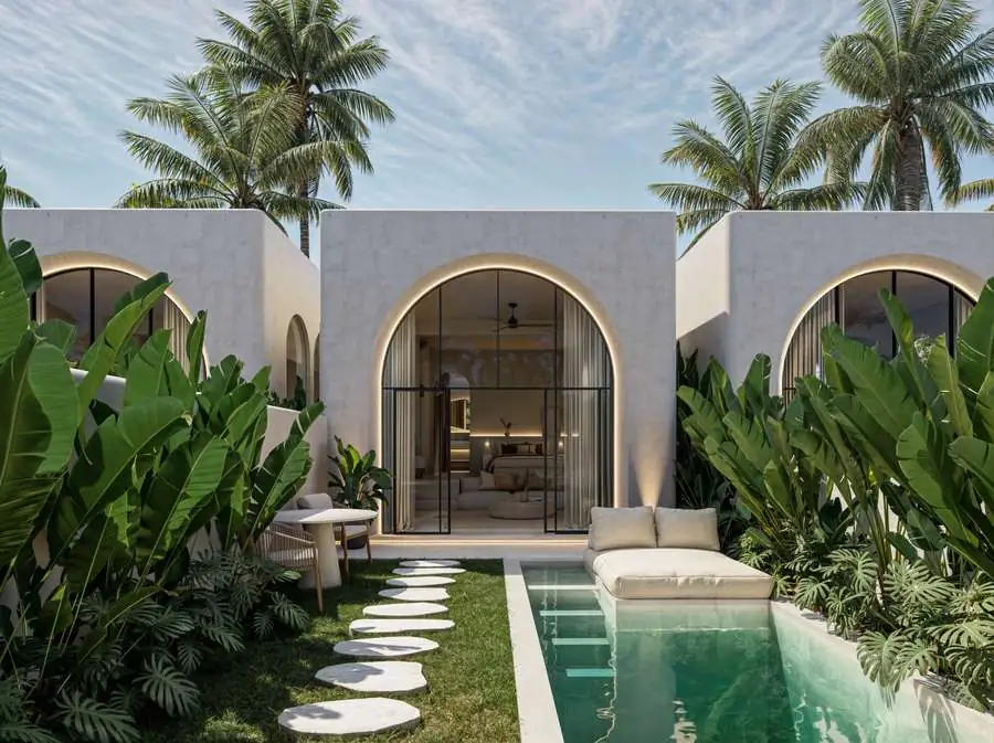 Arched facade and private pool (render)