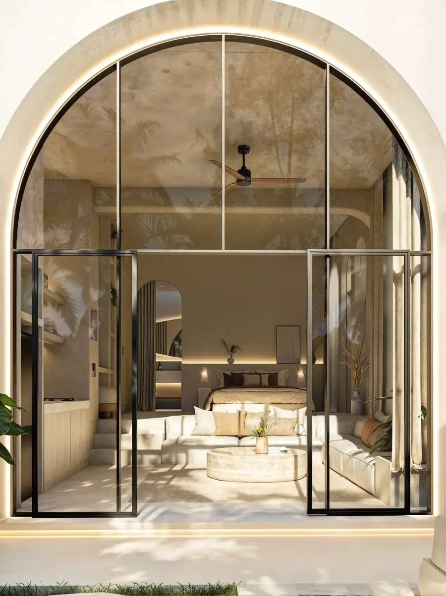 Arch-framed terrace (render)